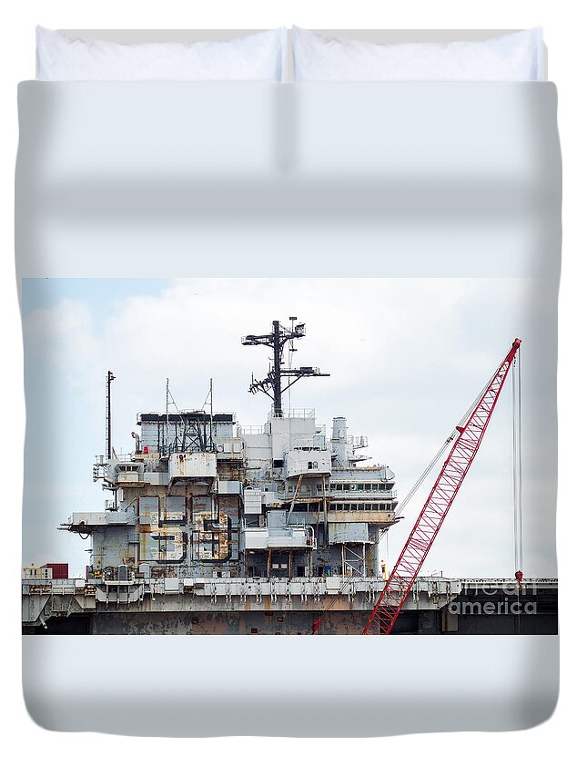 Uss Forrestal Duvet Cover featuring the photograph USS Forrestal Bridge by Imagery by Charly