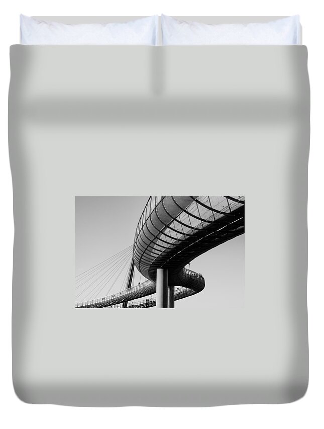 Black Duvet Cover featuring the photograph Bridges in the Sky by AM FineArtPrints