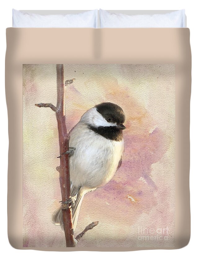 Black-capped Chickadee Duvet Cover featuring the photograph Bright New Day by Betty LaRue