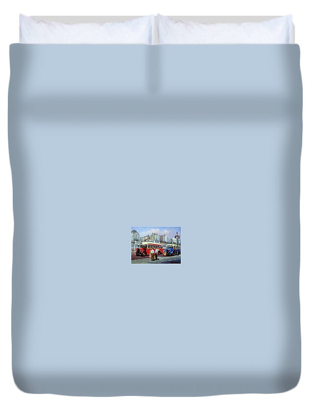 Art For Investment Duvet Cover featuring the painting Brighton prom. by Mike Jeffries