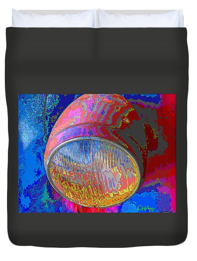 Headlight Duvet Cover featuring the photograph Brilliant Headlight by C H Apperson