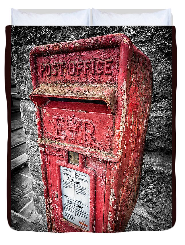 Letter Box Duvet Cover featuring the photograph British Post Box by Adrian Evans