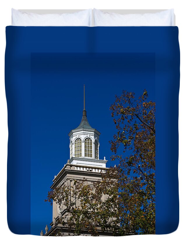 Apsu Duvet Cover featuring the photograph Browning Administration Building Tower by Ed Gleichman