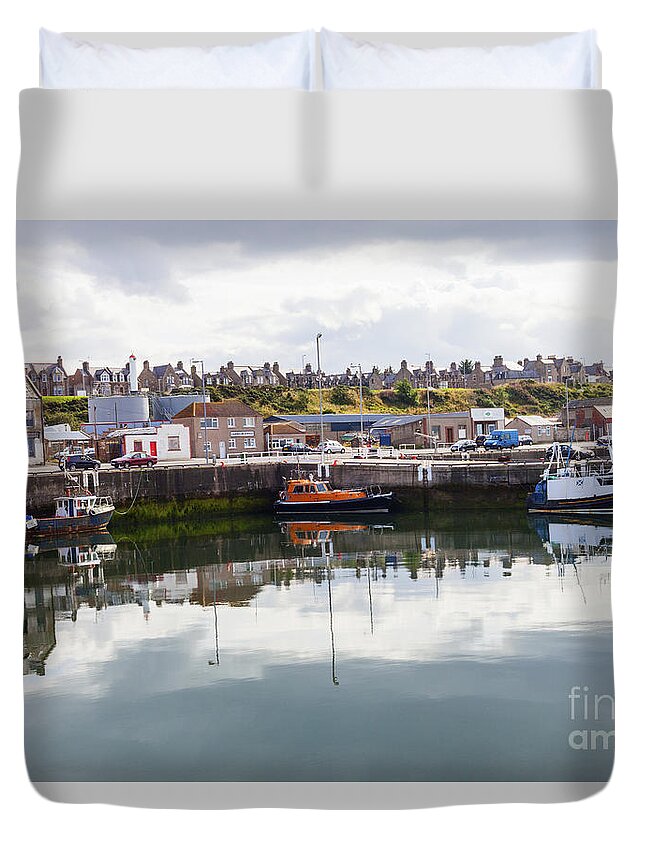 Buckie Duvet Cover featuring the photograph Buckie Harbour by Diane Macdonald