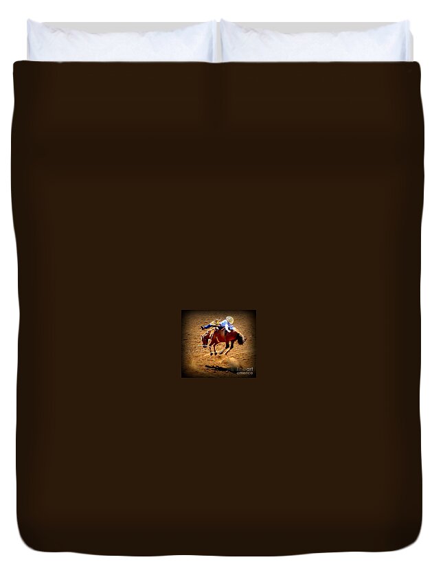 Horses Duvet Cover featuring the photograph Bucking Broncos Rodeo Time by Susan Garren