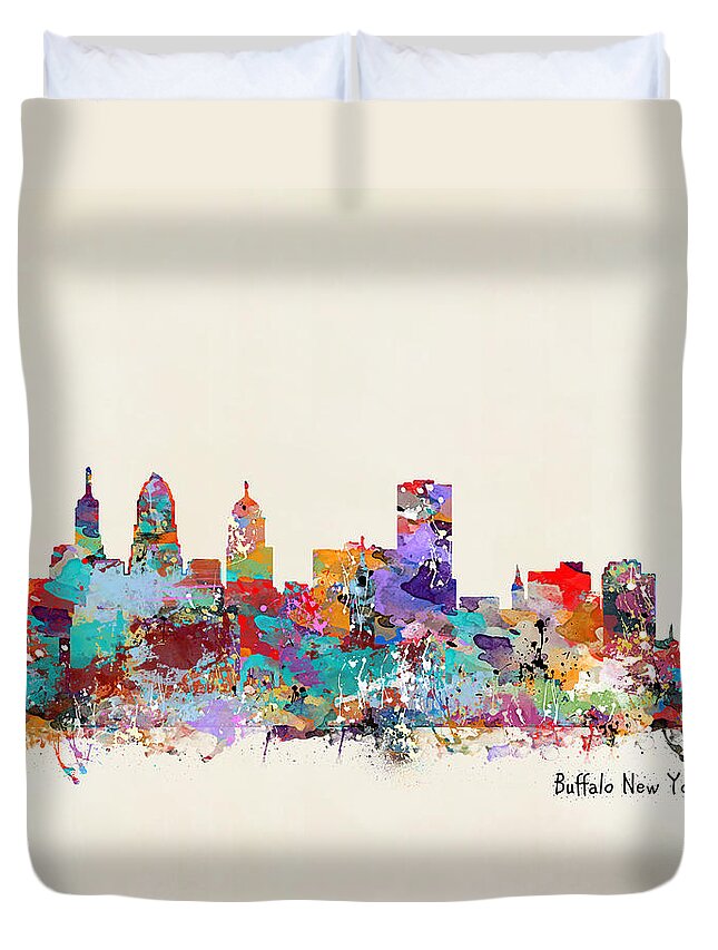Buffalo City New York Duvet Cover featuring the painting Buffalo New York by Bri Buckley