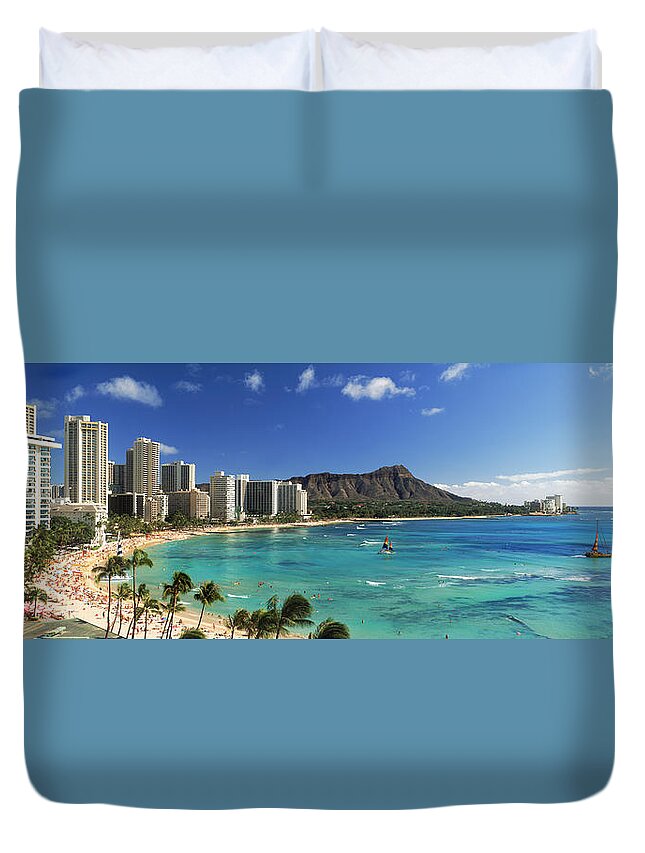 Photography Duvet Cover featuring the photograph Buildings Along The Coastline, Diamond by Panoramic Images