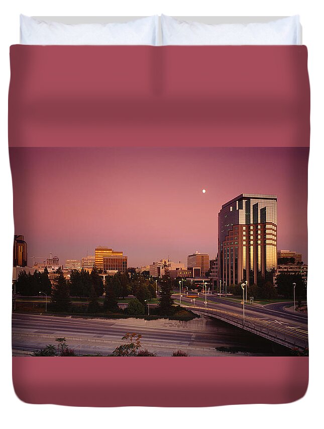 Photography Duvet Cover featuring the photograph Buildings In A City, Sacramento by Panoramic Images