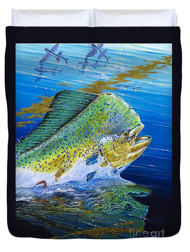 Bull Dolphin Duvet Cover featuring the painting Bull Reflection Off0032 by Carey Chen