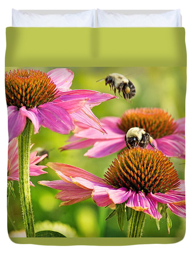 Bee Duvet Cover featuring the photograph Bumbling Bees by Bill Pevlor