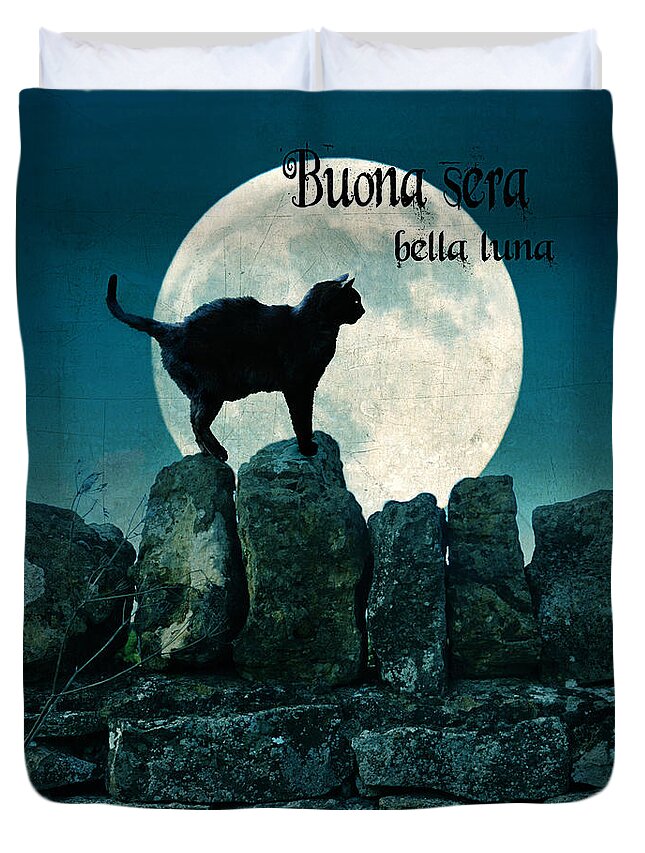Buona Sera Bella Luna Duvet Cover featuring the photograph Buona Sera Bella Luna by Jill Battaglia