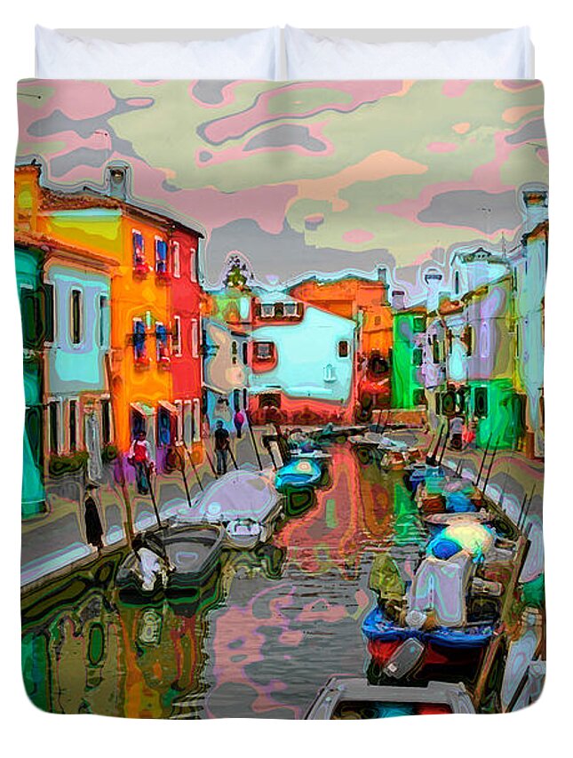 Italy Duvet Cover featuring the photograph Burano Art Deco by Timothy Hacker