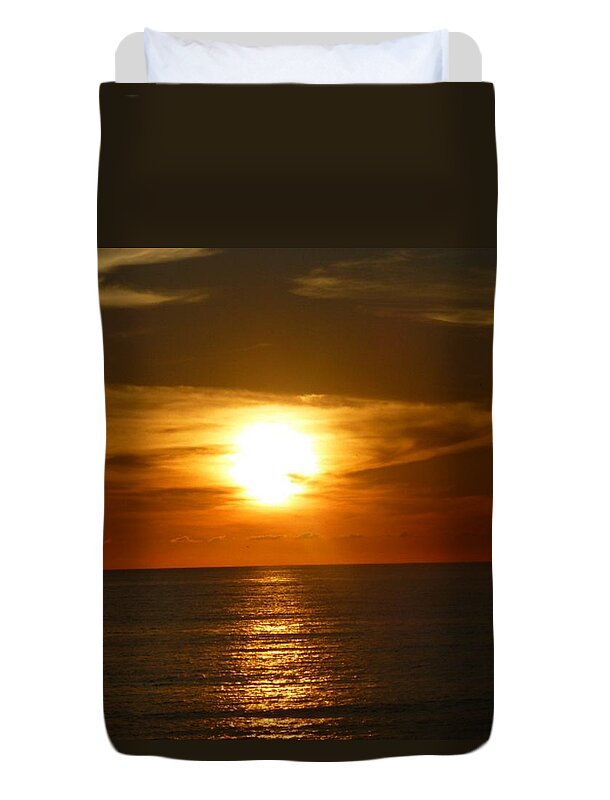 Sky Duvet Cover featuring the photograph Burnt Umber Sky Reflection by Kelly Mills