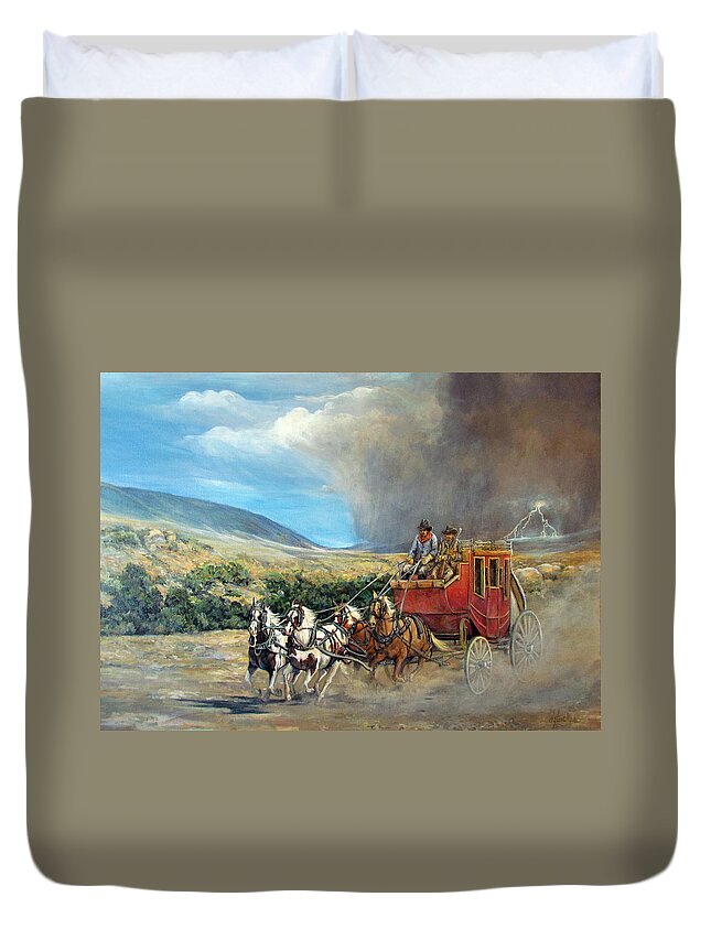 Nature Duvet Cover featuring the painting Business as Usual by Donna Tucker
