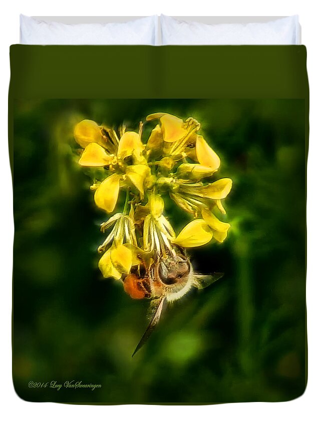 Bee Duvet Cover featuring the photograph Busy Bee by Lucy VanSwearingen
