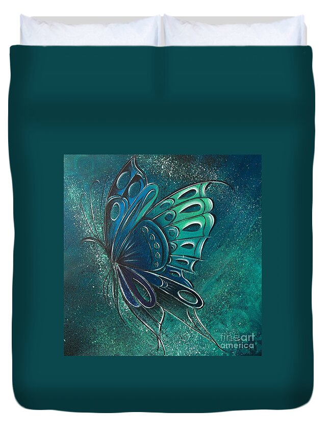 Reina Duvet Cover featuring the painting Butterfly 2 by Reina Cottier