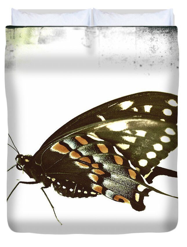 Butterfly Duvet Cover featuring the photograph Butterfly Grunge by Dorian Hill
