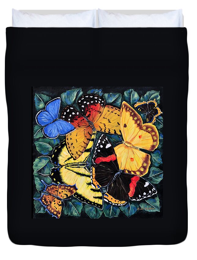 Butterfly Duvet Cover featuring the painting Butterfly Kisses by Gail Butler