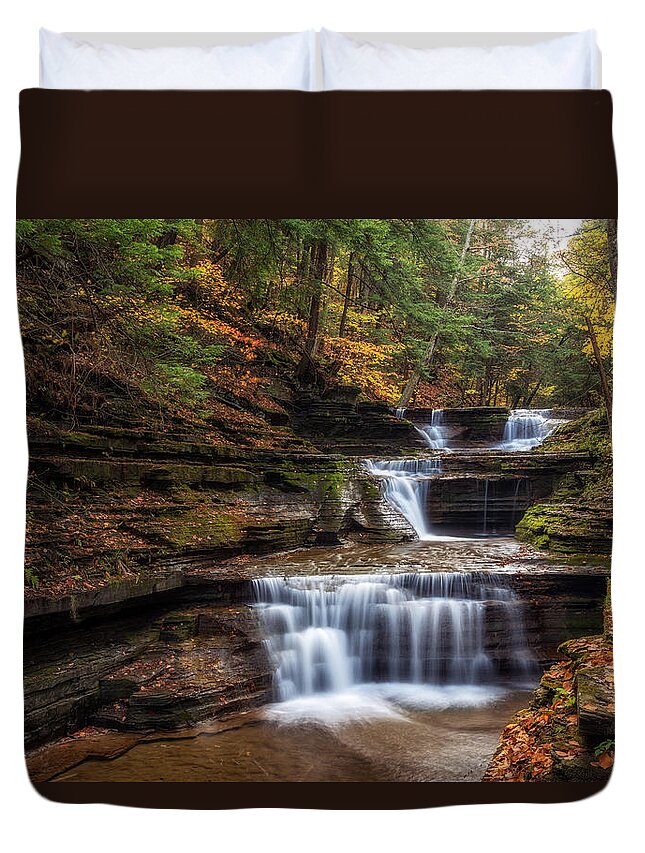 Waterfall Duvet Cover featuring the photograph Buttermilk Creek by Mark Papke