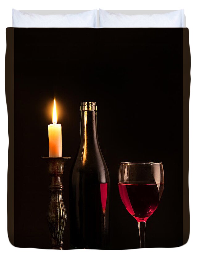 Wine Duvet Cover featuring the photograph By candlelight by Bill Wakeley
