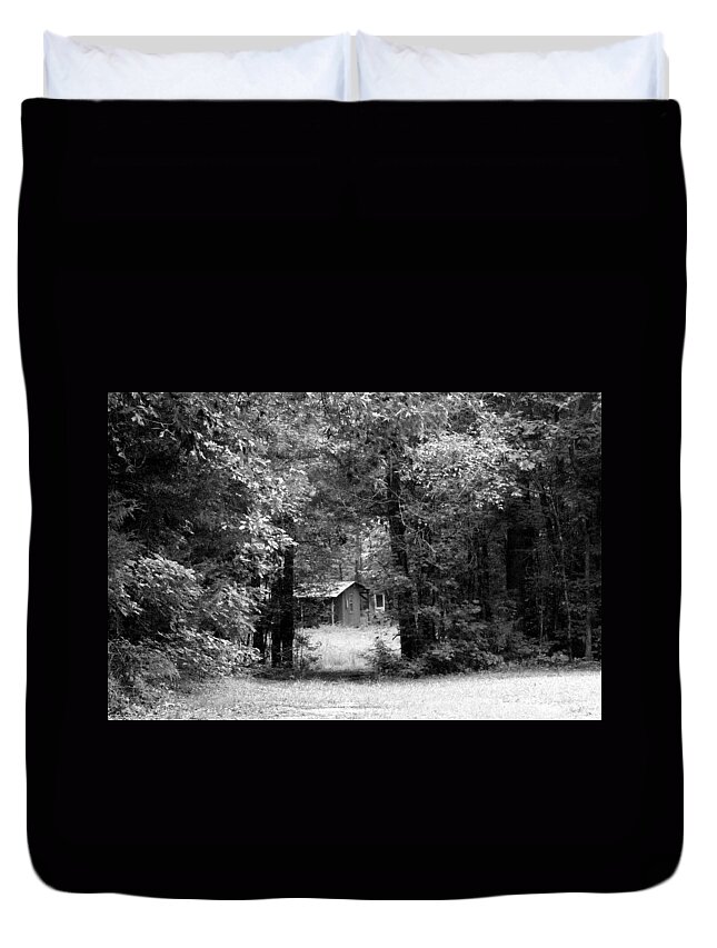 Scenic Duvet Cover featuring the photograph Cabin in the Woods by Kim Galluzzo