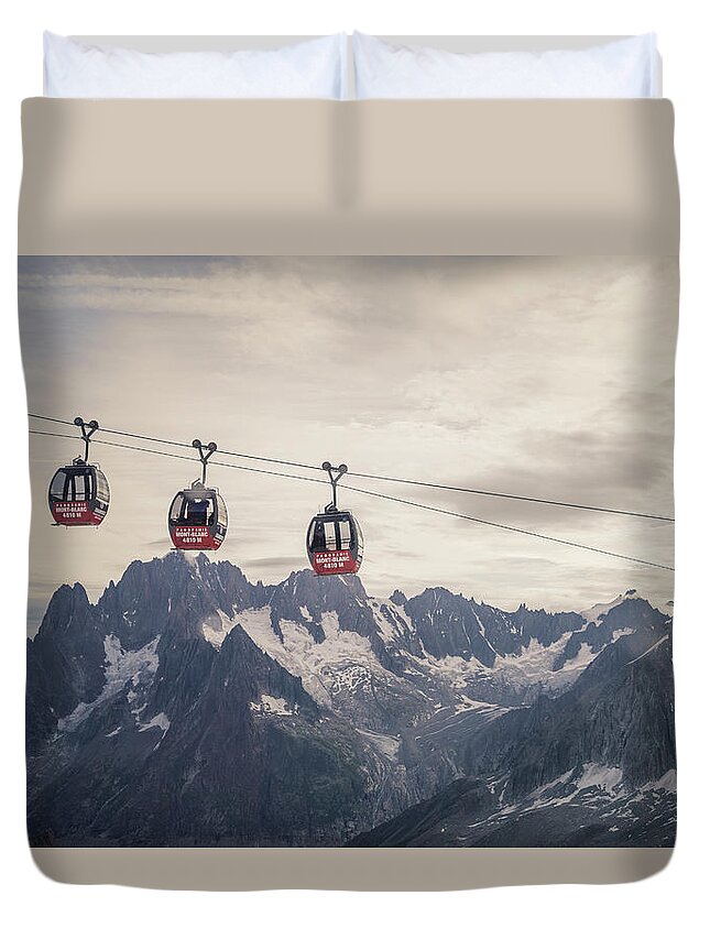 Scenics Duvet Cover featuring the photograph Cable Car In The Alps by Buena Vista Images