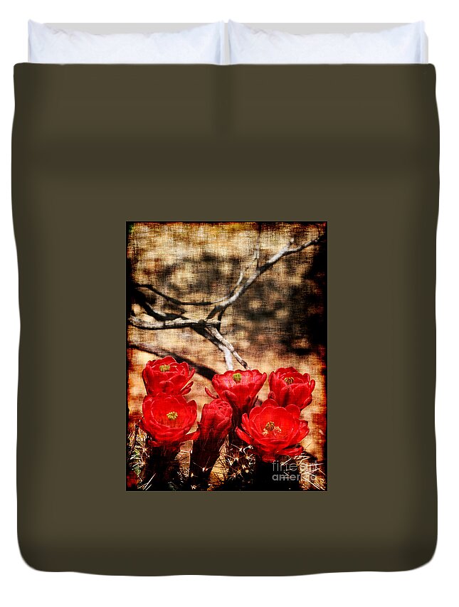 Cactus Duvet Cover featuring the photograph Cactus Flowers 2 by Julie Lueders 