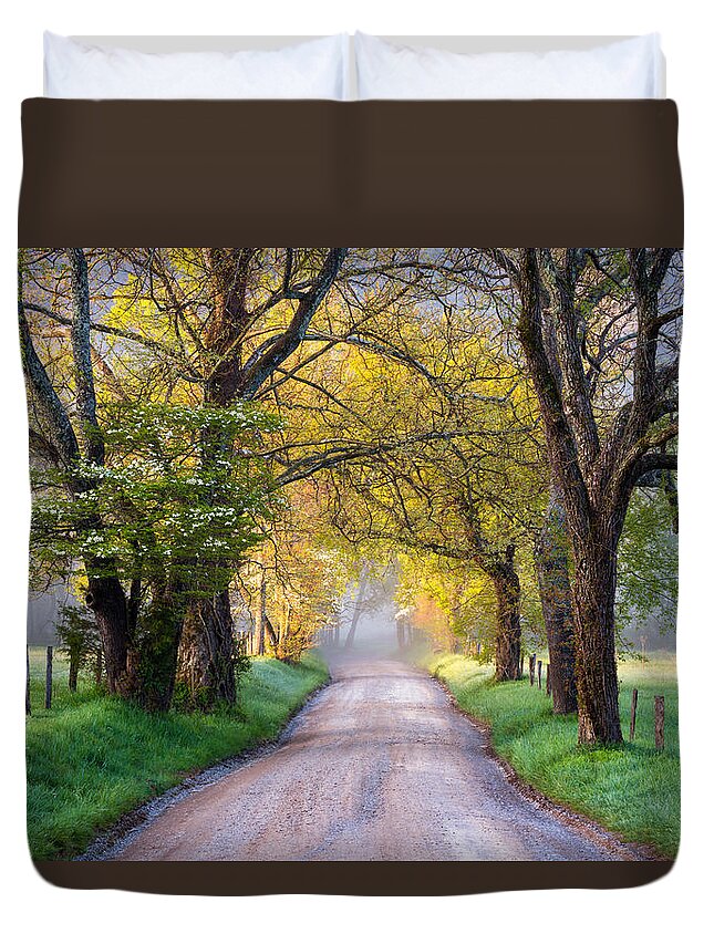 Cades Cove Duvet Cover featuring the photograph Cades Cove Great Smoky Mountains National Park - Sparks Lane by Dave Allen