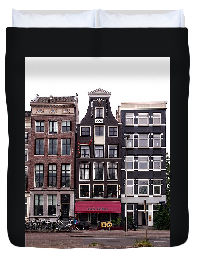 Alankomaat Duvet Cover featuring the photograph Cafe Pollux Amsterdam by Jouko Lehto