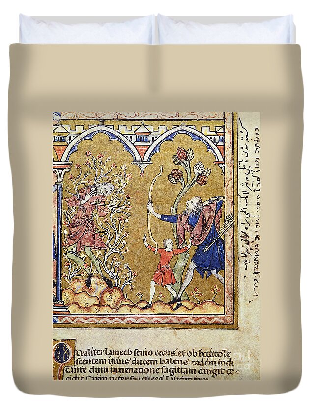1250s Duvet Cover featuring the painting Cain Slain By Lamech by Granger