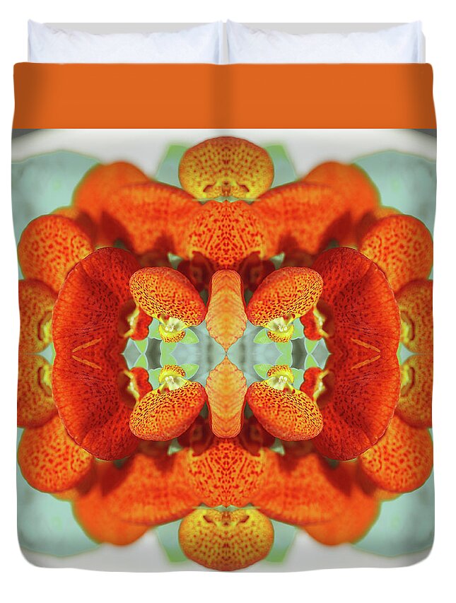 Tranquility Duvet Cover featuring the photograph Calceolaria Flower Collage by Silvia Otte