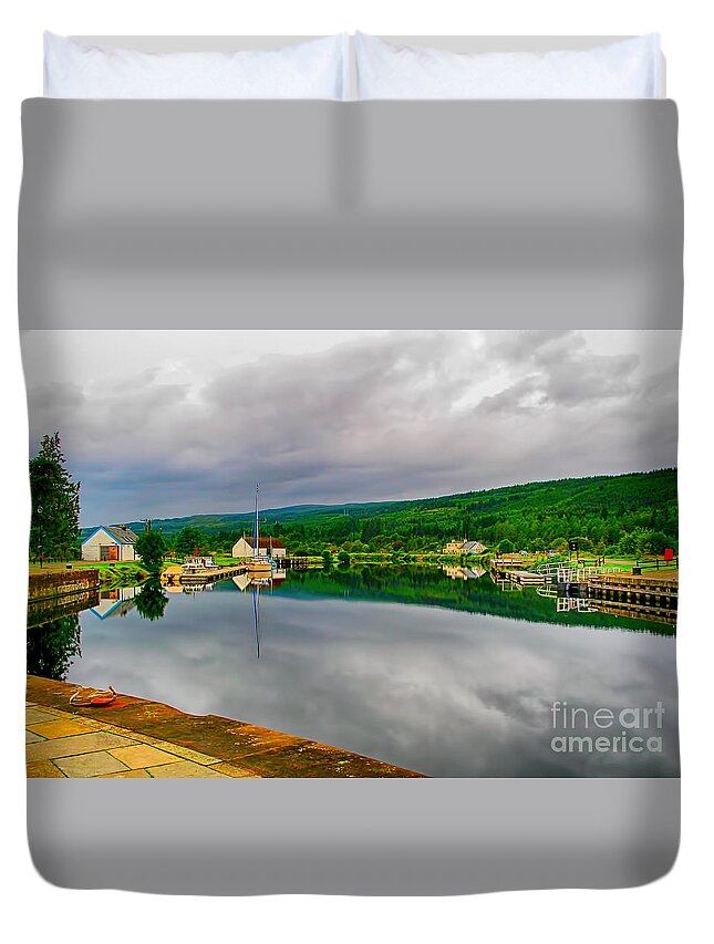 Caledonian Canal Duvet Cover featuring the photograph Caledonian Canal Fort Augustus by Chris Thaxter