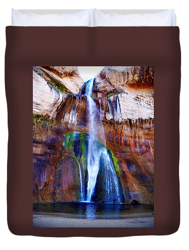 Escalante Duvet Cover featuring the photograph Calf Creek Falls by Tranquil Light Photography