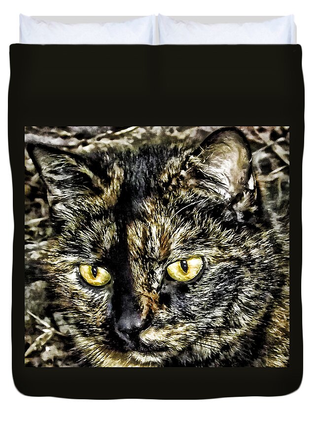 Cat Duvet Cover featuring the photograph Cali by Kristie Bonnewell
