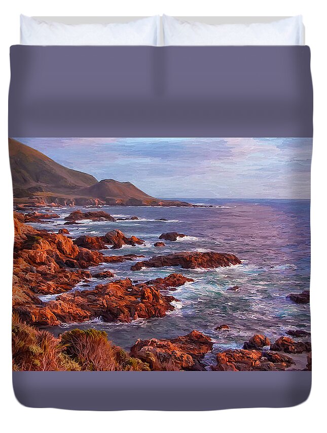 California Duvet Cover featuring the painting California Coast by Michael Pickett