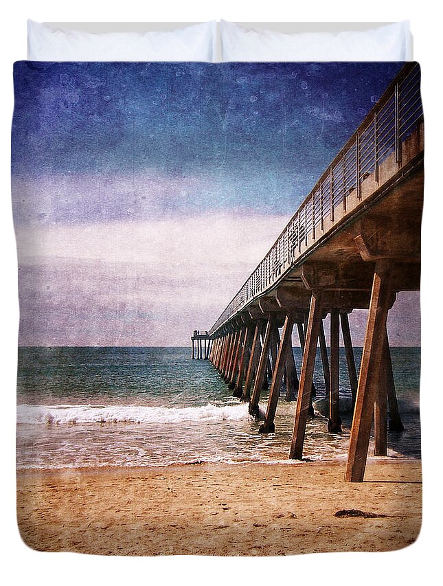 California Duvet Cover featuring the photograph California Pacific Ocean Pier by Phil Perkins
