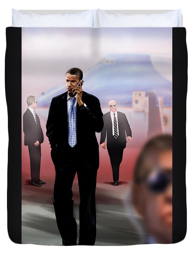 President Duvet Cover featuring the painting Calling In Hit Markers-Smooth Operator 1 by Reggie Duffie