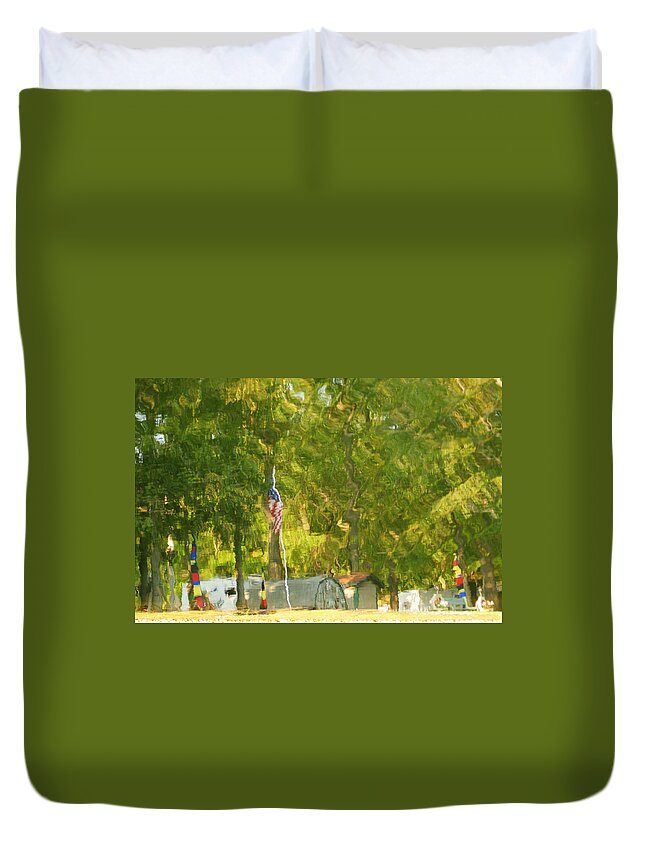 Mirrage Duvet Cover featuring the photograph Campsite Mirage by Frozen in Time Fine Art Photography