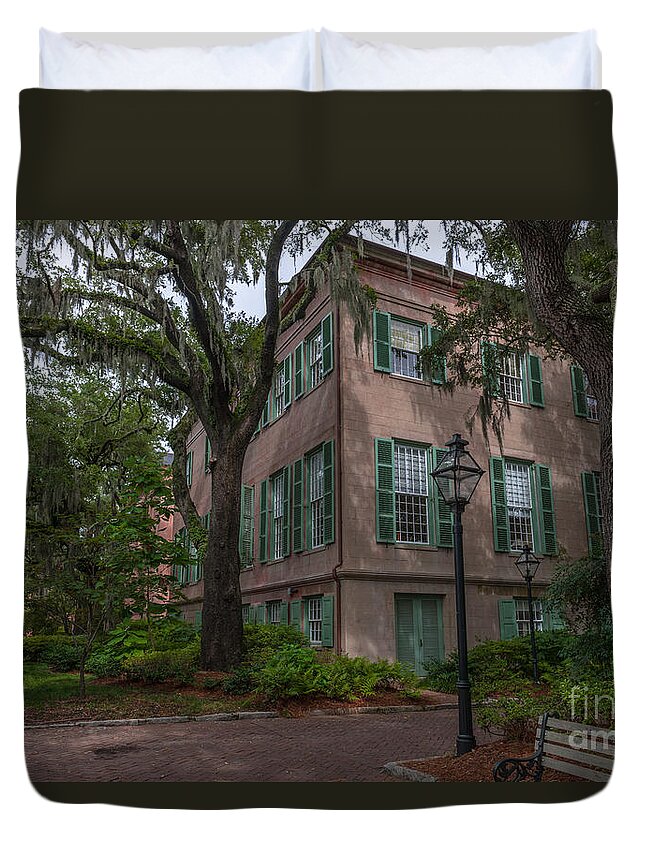 College Of Charleston Duvet Cover featuring the photograph Campus Walk by Dale Powell