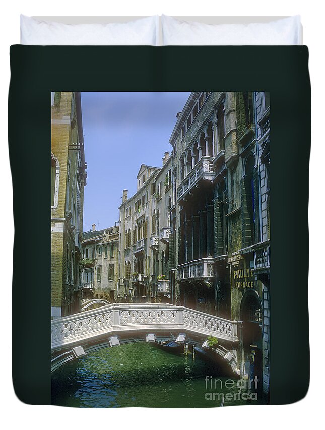 Venice Duvet Cover featuring the photograph Canal Bridges by Bob Phillips