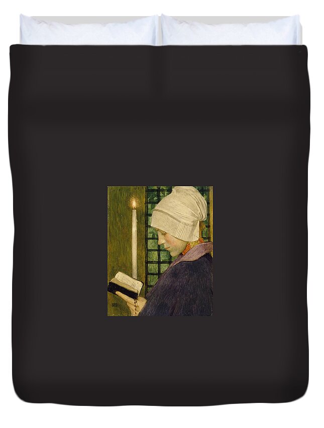 Marianne Stokes - Candlemas Day Duvet Cover featuring the painting Candlemas Day by MotionAge Designs
