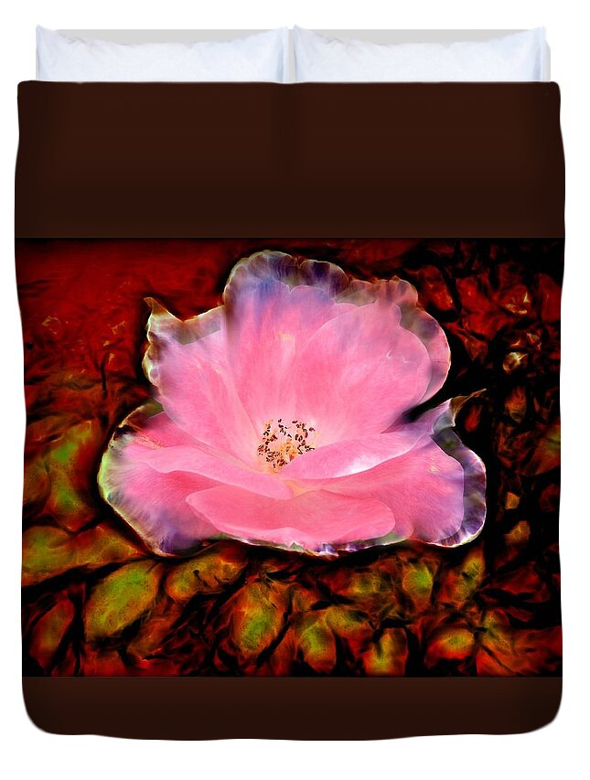Rose Duvet Cover featuring the digital art Candy Pink Rose by Lilia S