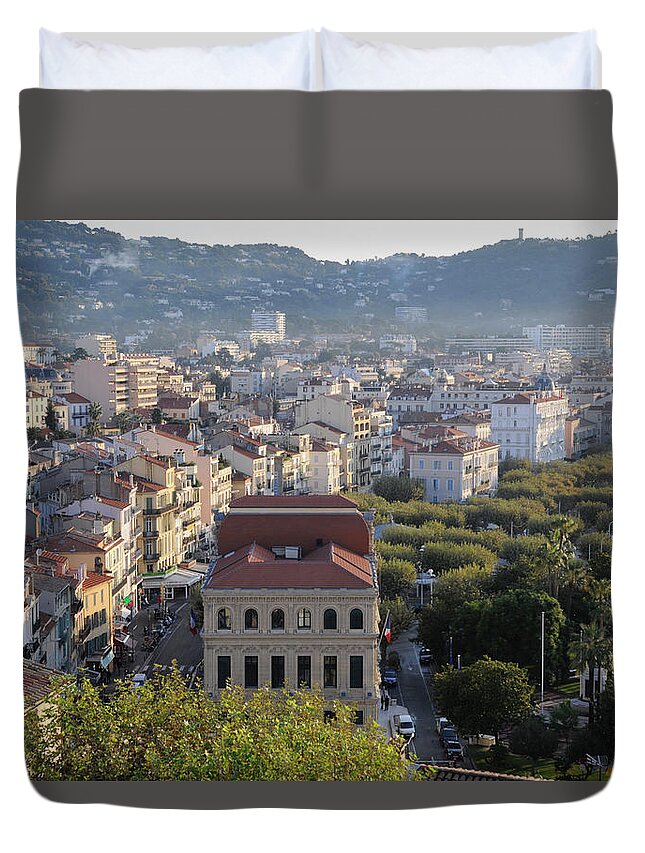 Built Structure Duvet Cover featuring the photograph Cannes Skyline, France by John Harper