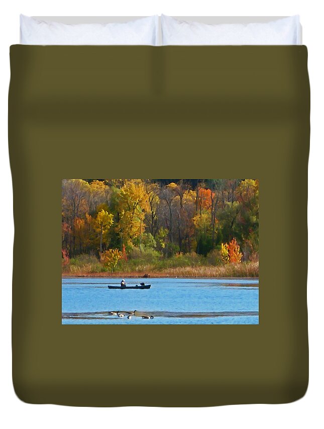 Canoe Duvet Cover featuring the photograph Canoer 2 by Aimee L Maher ALM GALLERY