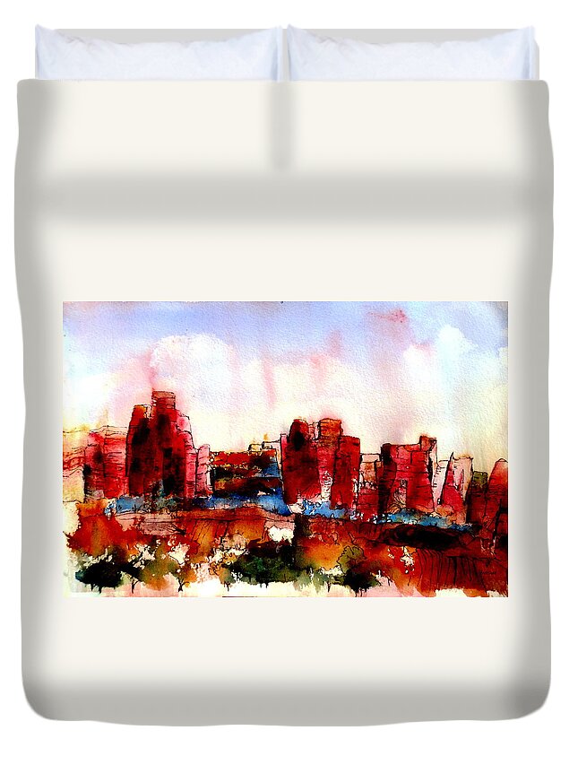 Canyon Duvet Cover featuring the painting Canyonlands 02 by Anne Duke