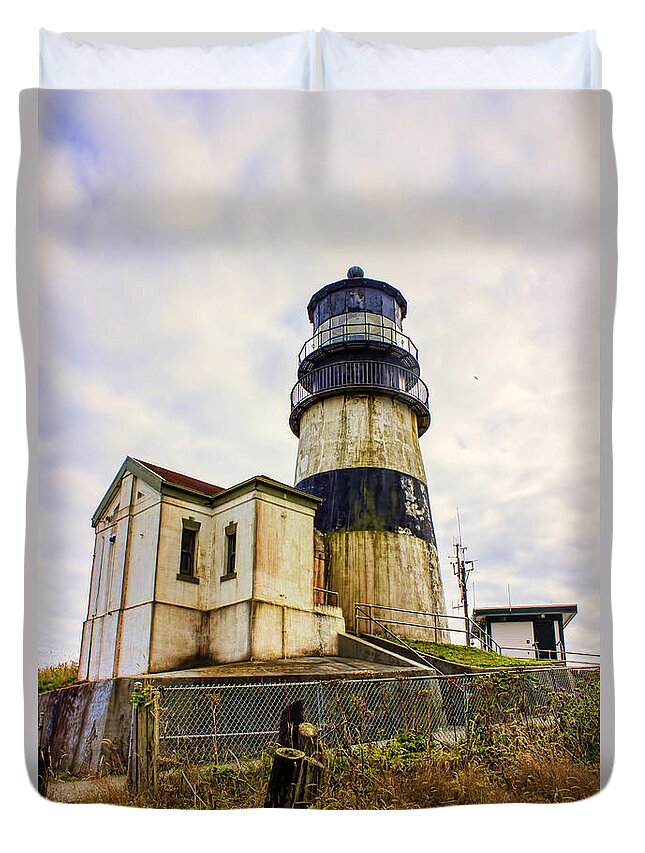 Lighthouse Duvet Cover featuring the photograph Cape Disappointment by Cathy Anderson