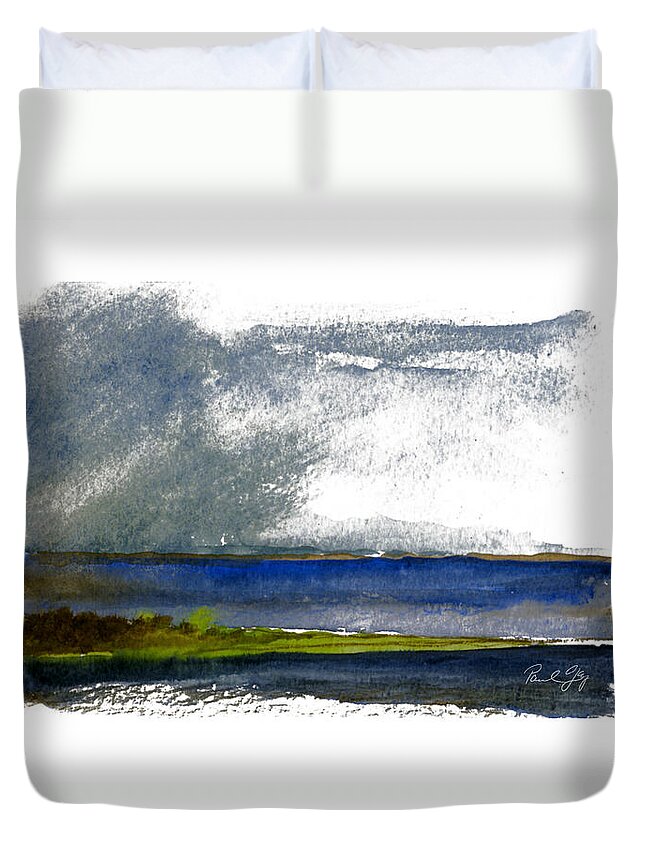 Cape Fear Duvet Cover featuring the painting Cape Fear Squall by Paul Gaj