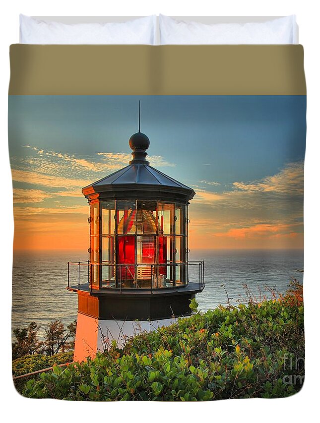 Cape Meares Duvet Cover featuring the photograph Cape Meares Lighthouse by Adam Jewell