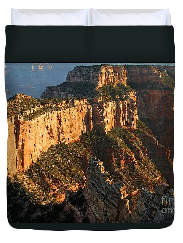 Grand Canyon Duvet Cover featuring the photograph Cape Royal Towers by Adam Jewell