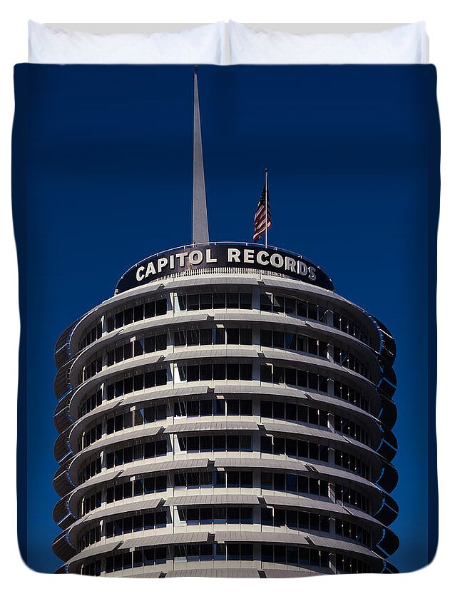 Album Duvet Cover featuring the photograph Capitol Records by Ron Pate